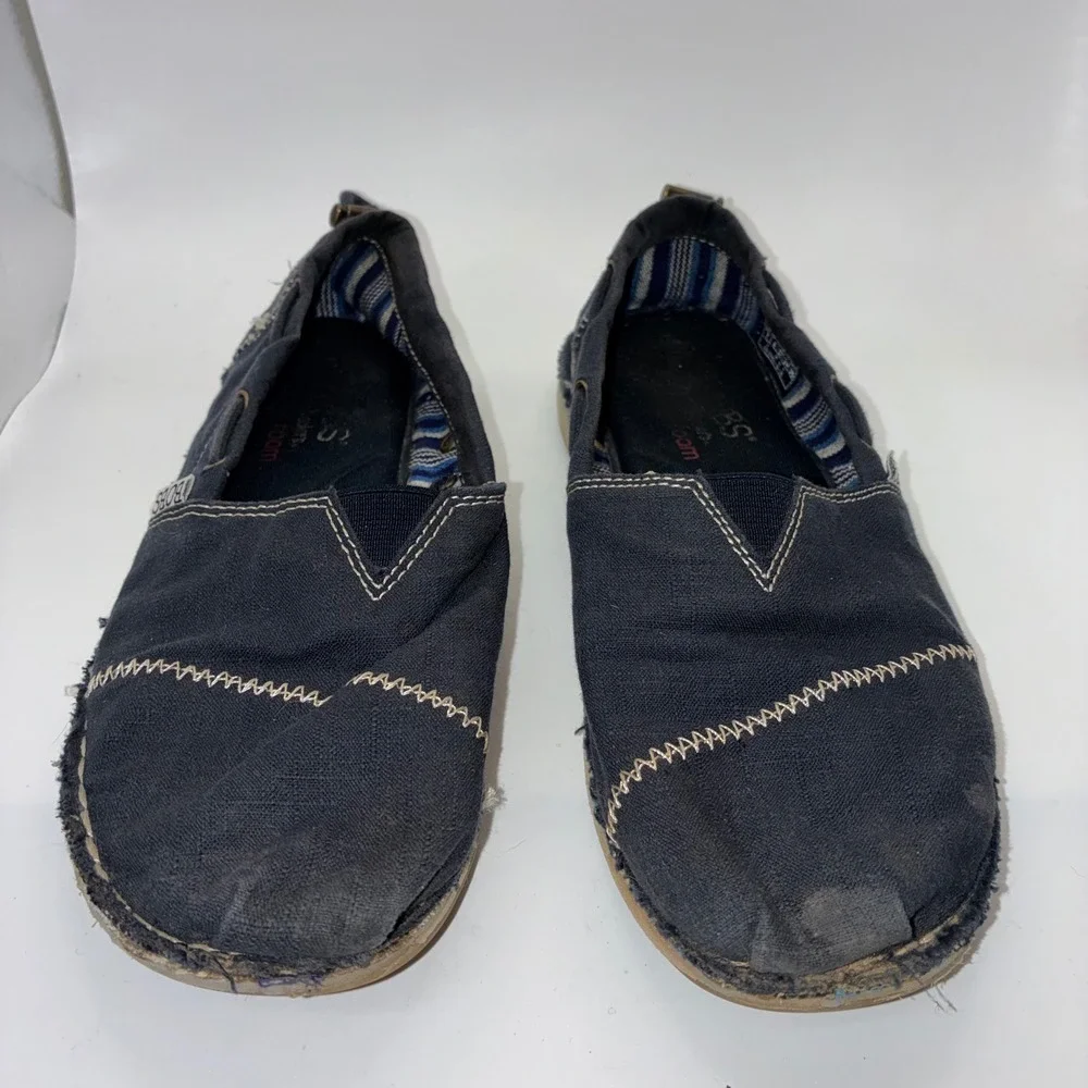 Skechers BOBS Highlights 2.0 Navy Blue Canvas Slip On Shoes 33673 Womens Size 7
